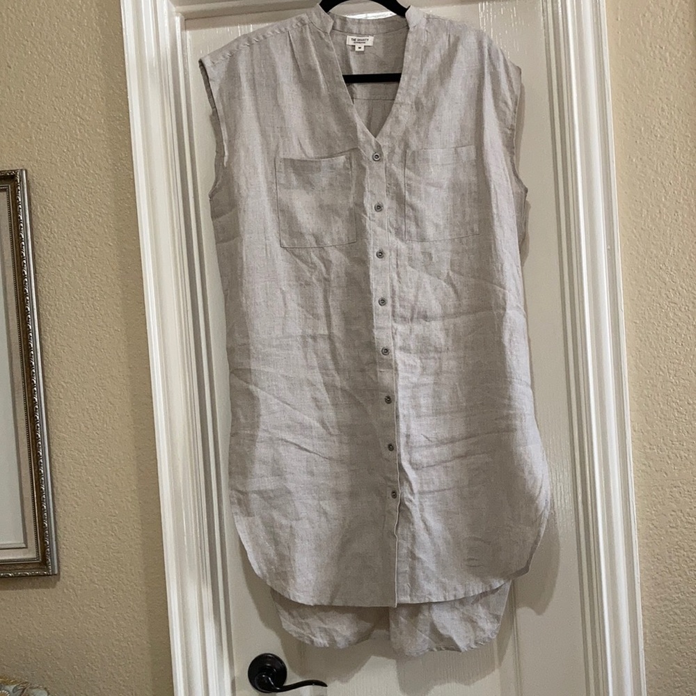 The Shanty Corp Linen Shift Button Dress